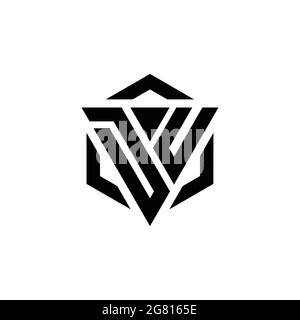 DU Logo monogram with triangle and hexagon modern design template isolated on white background Stock Vector