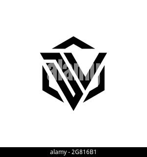 DV Logo monogram with triangle and hexagon modern design template isolated on white background Stock Vector