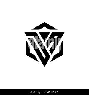 DA Logo monogram with triangle and hexagon modern design template isolated on white background Stock Vector