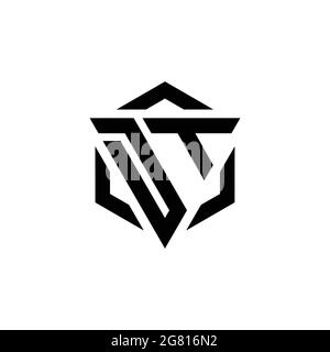DT Logo monogram with triangle and hexagon modern design template isolated on white background Stock Vector