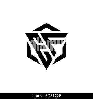 EF Logo monogram with triangle and hexagon modern design template isolated on white background Stock Vector