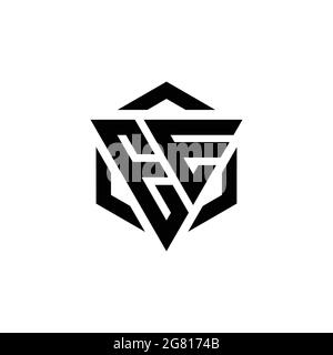EE Logo monogram with triangle and hexagon modern design template isolated on white background Stock Vector