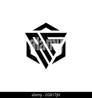 AF Logo monogram with triangle and hexagon modern design template isolated on white background Stock Vector