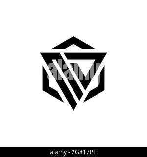 ND Logo monogram with triangle and hexagon modern design template isolated on white background Stock Vector