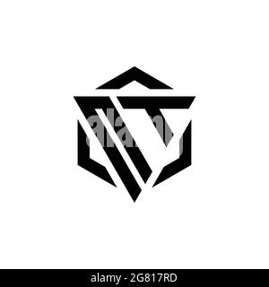 NT Logo monogram with triangle and hexagon modern design template isolated on white background Stock Vector