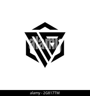 NB Logo monogram with triangle and hexagon modern design template isolated on white background Stock Vector