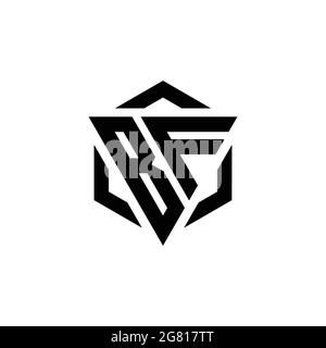 BF Logo monogram with triangle and hexagon modern design template isolated on white background Stock Vector