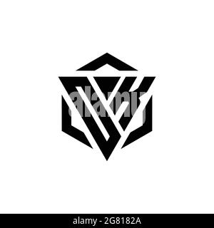 OK Logo monogram with triangle and hexagon modern design template isolated on white background Stock Vector