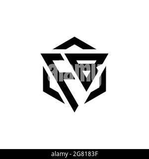 FB Logo monogram with triangle and hexagon modern design template isolated on white background Stock Vector
