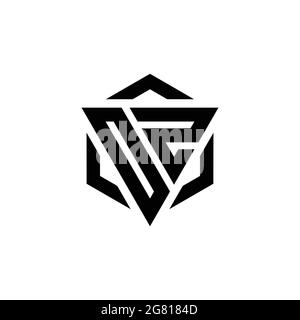 OZ Logo monogram with triangle and hexagon modern design template isolated on white background Stock Vector