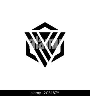 HU Logo monogram with triangle and hexagon modern design template isolated on white background Stock Vector