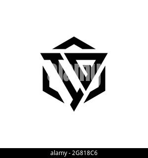 IQ Logo monogram with triangle and hexagon modern design template isolated on white background Stock Vector