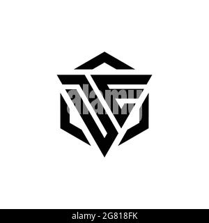 DE Logo monogram with triangle and hexagon modern design template isolated on white background Stock Vector