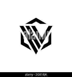 KV Logo monogram with triangle and hexagon modern design template isolated on white background Stock Vector