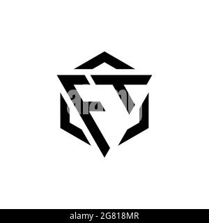 FT Logo monogram with triangle and hexagon modern design template isolated on white background Stock Vector