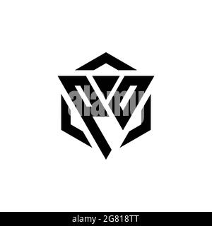 PO Logo monogram with triangle and hexagon modern design template isolated on white background Stock Vector