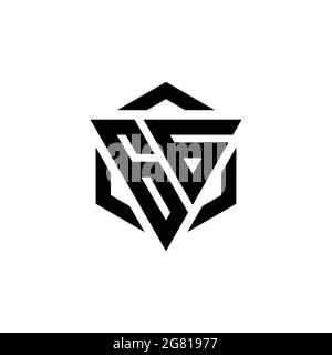 GG Logo monogram with triangle and hexagon modern design template isolated on white background Stock Vector