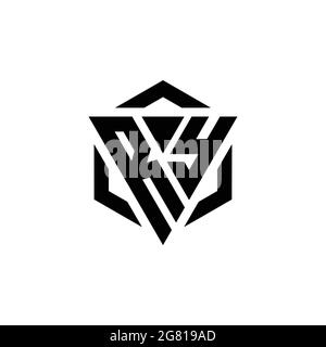 RY Logo monogram with triangle and hexagon modern design template isolated on white background Stock Vector