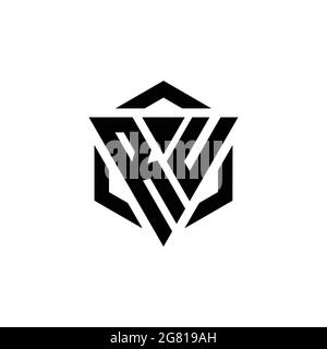 RU Logo monogram with triangle and hexagon modern design template isolated on white background Stock Vector