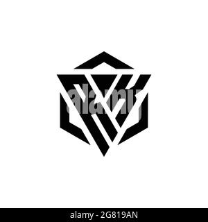 RK Logo monogram with triangle and hexagon modern design template isolated on white background Stock Vector