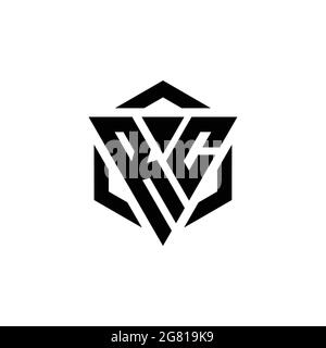 RC Logo monogram with triangle and hexagon modern design template isolated on white background Stock Vector