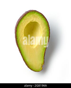 fresh raw avocado isolated on white background, top view Stock Photo