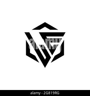 LE Logo monogram with triangle and hexagon modern design template isolated on white background Stock Vector