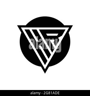 HR logo with negative space triangle and circle shape design template isolated on white background Stock Vector