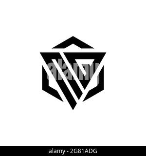 NQ Logo monogram with triangle and hexagon modern design template isolated on white background Stock Vector