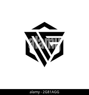 NE Logo monogram with triangle and hexagon modern design template isolated on white background Stock Vector