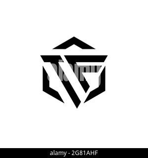 TF Logo monogram with triangle and hexagon modern design template isolated on white background Stock Vector