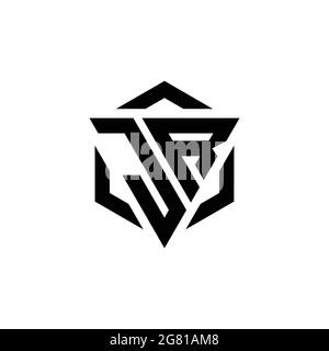 JK logo with negative space triangle and circle shape design template isolated on white background Stock Vector