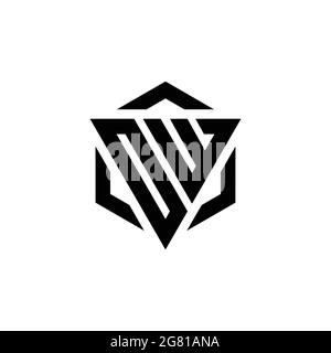 WO Monogram logo letter with triangle shield and circle shape style ...