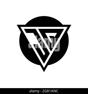 JQ logo with negative space triangle and circle shape design template isolated on white background Stock Vector