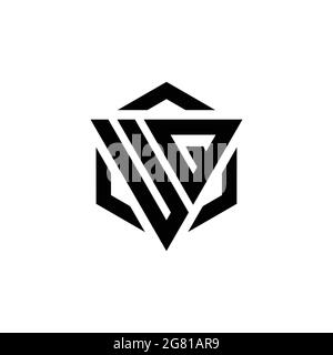 UQ Logo monogram with triangle and hexagon modern design template isolated on white background Stock Vector