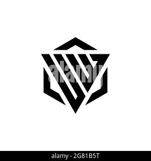 UW Logo monogram with triangle and hexagon modern design template isolated on white background Stock Vector