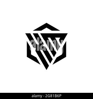 XM Logo monogram with triangle and hexagon modern design template isolated on white background Stock Vector