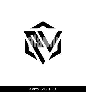 PV Logo monogram with triangle and hexagon modern design template isolated on white background Stock Vector