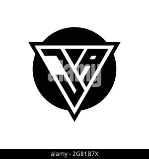 JA logo with negative space triangle and circle shape design template isolated on white background Stock Vector