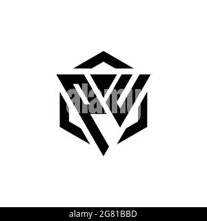 PU Logo monogram with triangle and hexagon modern design template isolated on white background Stock Vector
