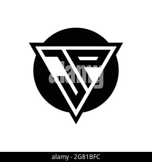 JP logo with negative space triangle and circle shape design template isolated on white background Stock Vector
