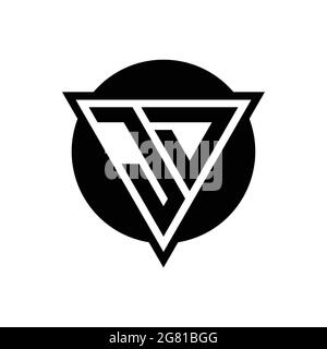 JD logo with negative space triangle and circle shape design template isolated on white background Stock Vector