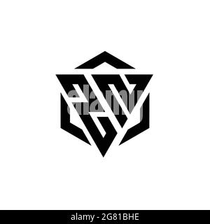 ZN Logo monogram with triangle and hexagon modern design template isolated on white background Stock Vector