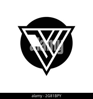 JU logo with negative space triangle and circle shape design template isolated on white background Stock Vector