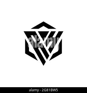 RH Logo monogram with triangle and hexagon modern design template isolated on white background Stock Vector