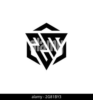 ZM Logo monogram with triangle and hexagon modern design template isolated on white background Stock Vector