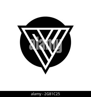 AU logo with negative space triangle and circle shape design template isolated on white background Stock Vector