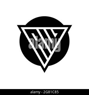 AW logo with negative space triangle and circle shape design template isolated on white background Stock Vector