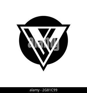 LL logo with negative space triangle and circle shape design template isolated on white background Stock Vector