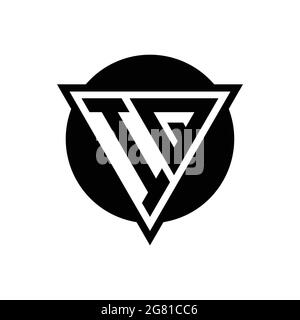 IQ logo with negative space triangle and circle shape design template isolated on white background Stock Vector